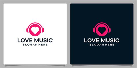 Logo Design Template Music Logo Headphone With Heart Love Icon Vector