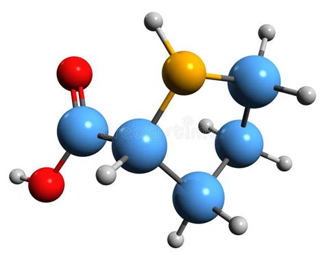 3 ª Imagen De La Fórmula Esquelética De Prolina Stock de ilustración