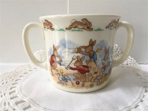 Bunnykins Mug By Royal Doulton Building A Sandcastle Beach Etsy