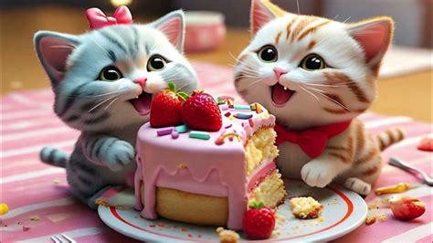 Cute Cat Eating Strawberry Cake Yummy Cat Funny Funnyshorts Youtube