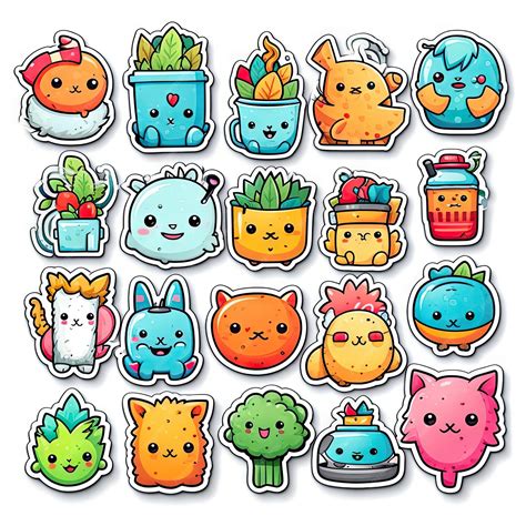 Premium AI Image | cute emoji stickers over white background