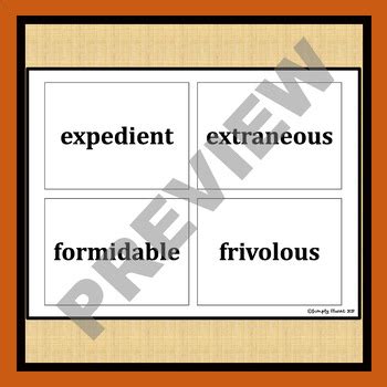 Th Grade Tier Vocabulary Frayer Model Cards Graphic Organizer