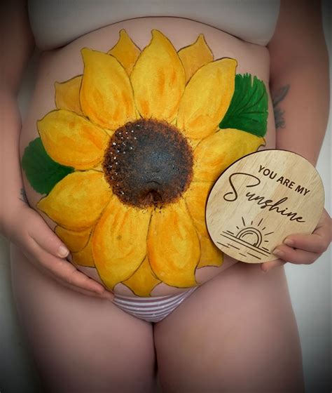 Sunflower Belly Art In Belly Art Pregnant Belly Painting Belly