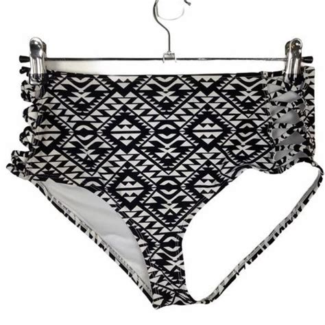 BONGO Swim Bongo Bikini Bottom Women Small Aztec Geometric Print