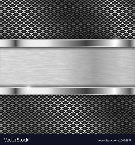 Stainless Steel Plate On Perforated Background Vector Image