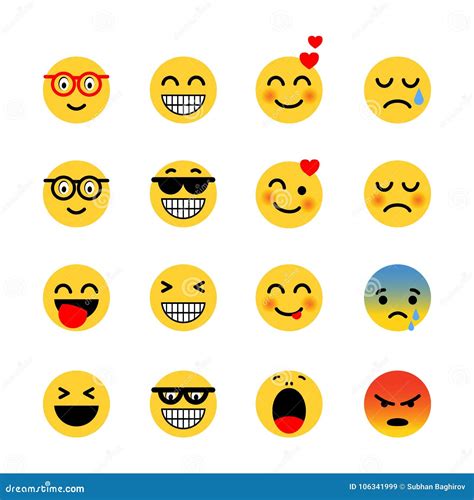 Insieme Dei Emoticons Illustrazione Piana Semplice Delle Icone Del