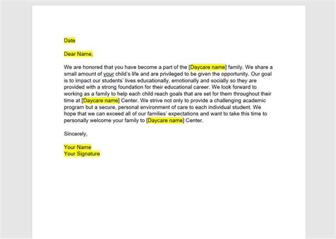 Daycare Welcome Letter Daycare Welcome Letter Template Welcome Letter