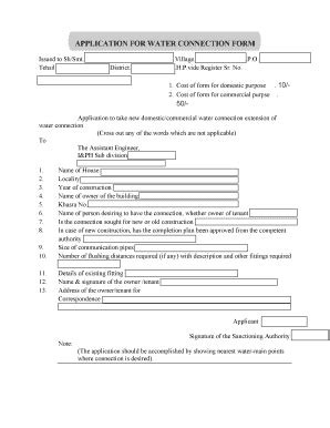 Fillable Online Himachalforms Nic Application For Water Connection Form