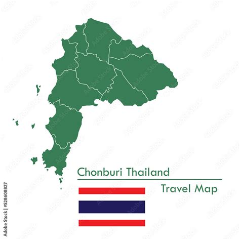 Green Map Chonburi Is One Of The Provinces Of Thailand Stock Vector