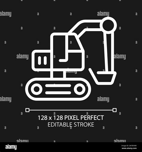 Excavator Pixel Perfect White Linear Icon For Dark Theme Stock Vector Image And Art Alamy