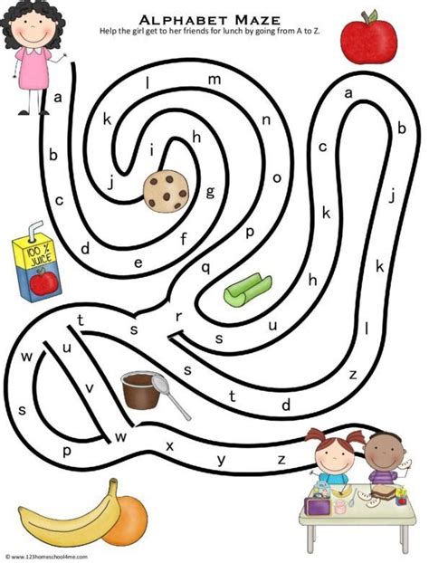 Help the girl go through the free maze worksheet to get her food and sit with her friend in the ...