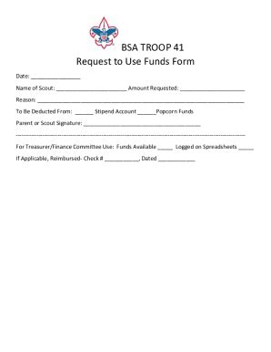 Fillable Online BSA TROOP 41 Request To Use Funds Form Fax Email Print