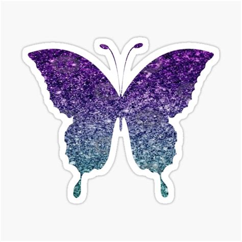 Teal And Purple Ombre Faux Glitter Butterfly Sticker For Sale By Felicity K Redbubble