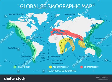 World Seismographic Map Earthquake Pacific Afroasian Stock Vector ...