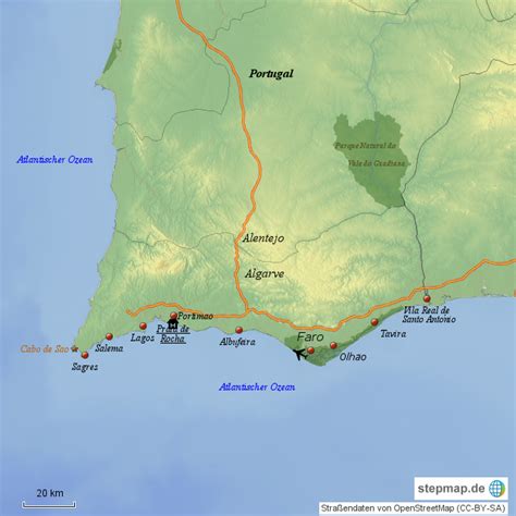 StepMap Portugal Algarve Landkarte für Portugal