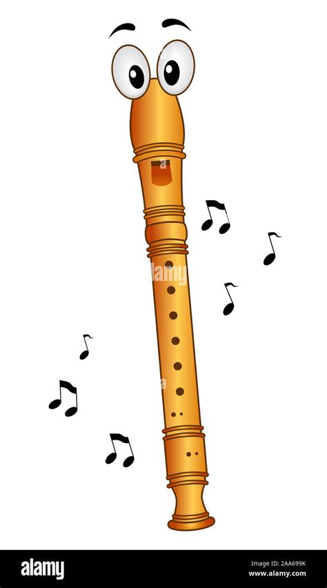 Illustration of a Recorder Mascot with Music Notes Around Stock Photo ...