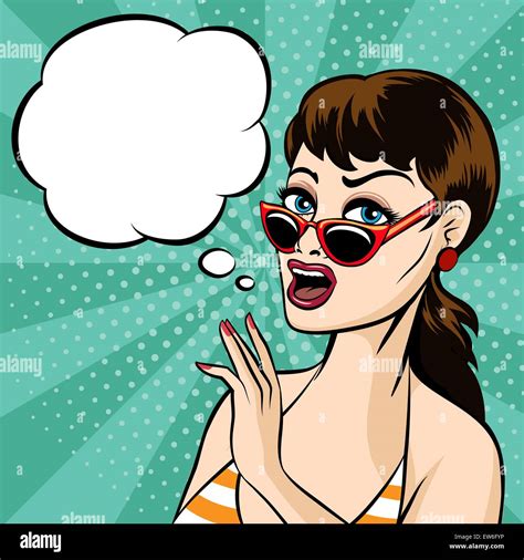 Pop Art Retro Woman In Glasses With Empty Speech Bubble For Your Text