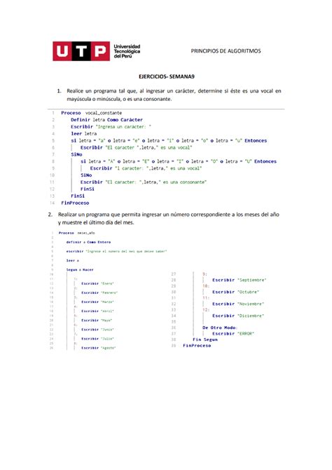 Ejercicios Semana 9 Principios De Algoritmos Studocu