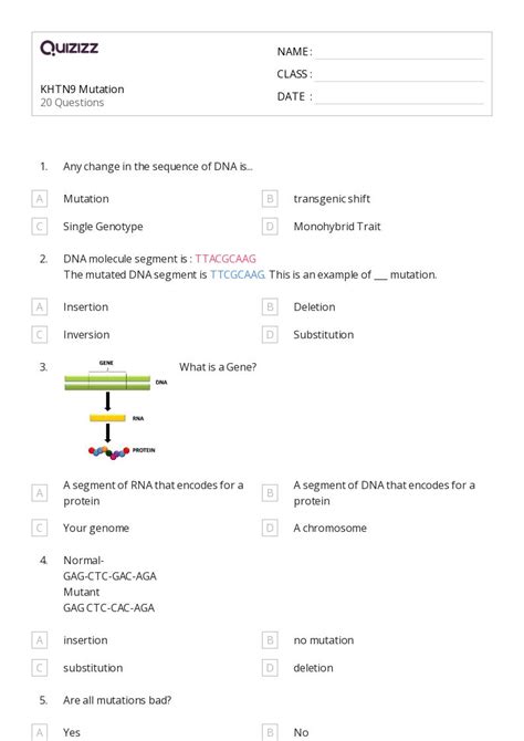 50 Genetic Mutation Worksheets For 9th Year On Quizizz Free And Printable