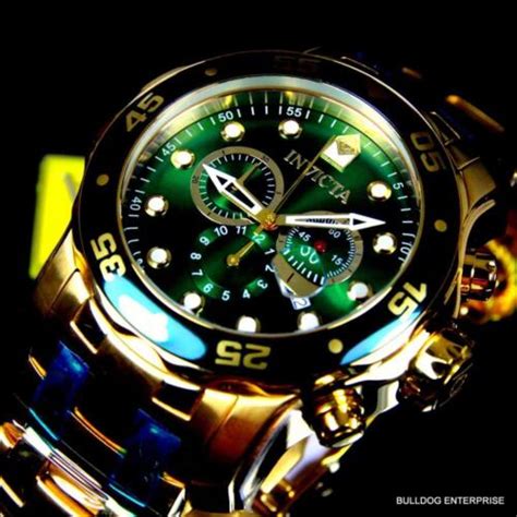 Masculino Invicta Pro Diver Scuba Cron Grafo Folheado A Ouro Kt