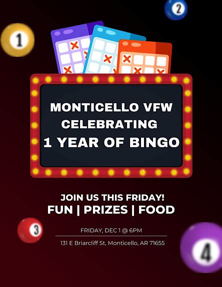 Vfw Celebrating 1 Year Of Bingo Monticello Live