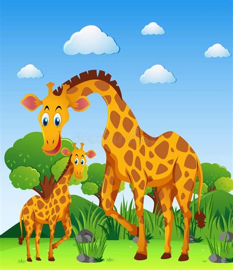 Two Giraffes In The Field Stock Vector Illustration Of Creature 60413099