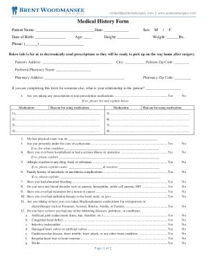 Fillable Online Patient History Form Please Print Patient Name Age