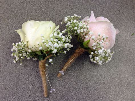 White Pink Rose Buttonhole Twine Simply Flowers Brighouse