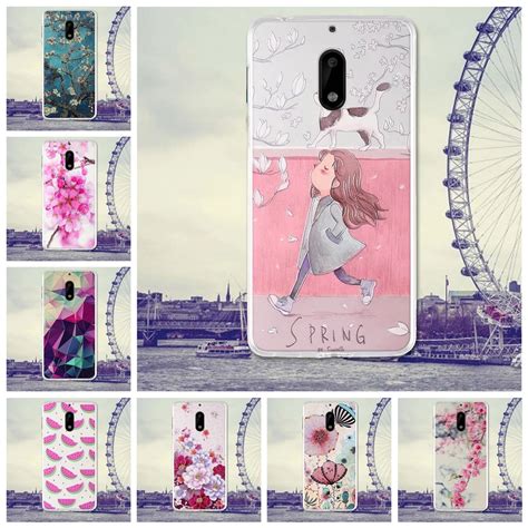 For Nokia 6 Case Back Cover For Nokia6 Covers Soft Silicone Bag Flower