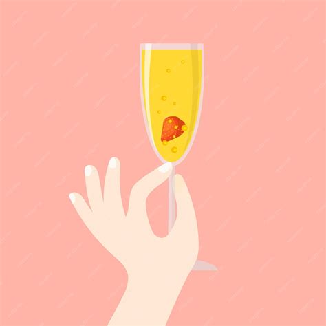 Premium Vector Hand Holds Glass Of Sparkling Wine In An Elegant Way