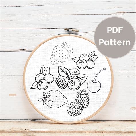 Raspberry Embroidery Design Hand Embroidery Pattern Pdf Of