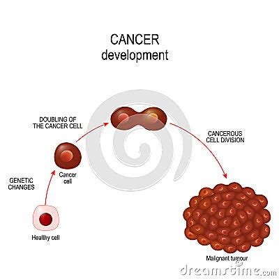 Cancer Cell Illustration Showing Cancer Disease Development Cartoon