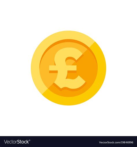 British Pound Sterling Symbol On Gold Coin Flat Vector Image