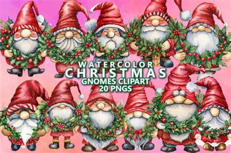 Watercolor Christmas Gnomes Clipart Graphic by AspireFhd · Creative Fabrica