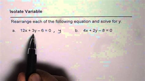 Isolate Variable From Standard Linear Equation Youtube