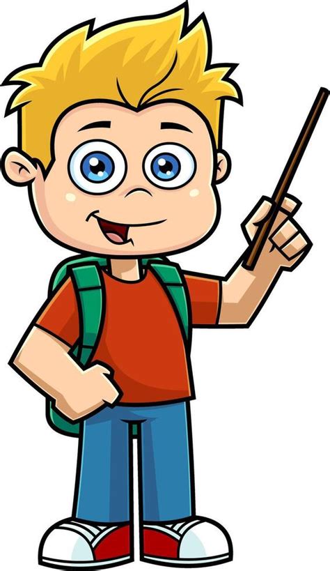 School Boy Cartoon Character Holding A Pointer And Speak 46453487