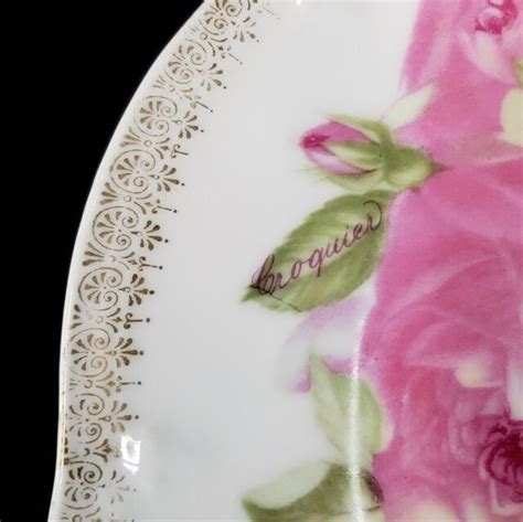 Plate Roses Flowers Mignon Bavaria Z S C Signed Croquier Pink