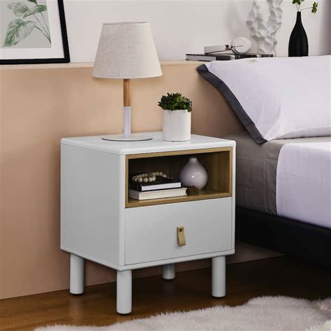 Single Drawer Bedside Table Modern Wooden Style Bedside Table Bed