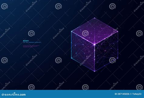 Isometric Cube Digital Separate Block On Dark Blue Background Stock