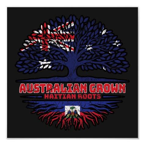 Haiti Haitian Australian Australia Tree Roots Flag Poster