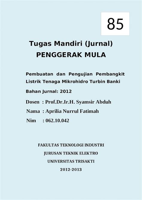 DOCX Jurnal Pembuatan Dan Pengujian Pembangkit Listrik Tenaga