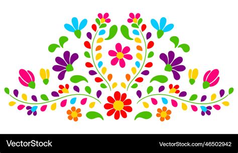 Mexican Floral Embroidery Traditional Ornament Vector Image