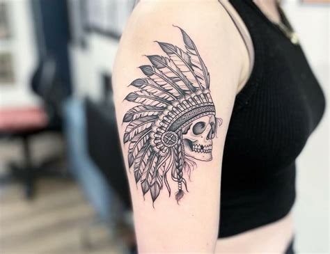 Indian Skull Headdress Tattoo Designs