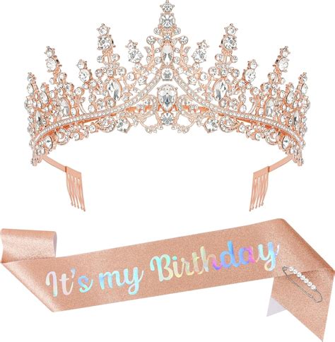 Amazon BAHABY It S My Birthday Sash Rhinestone Tiara Set