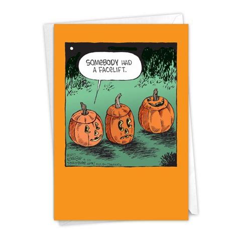 1 Funny Halloween Card With Envelope Pumpkin Facelift C6235hwg