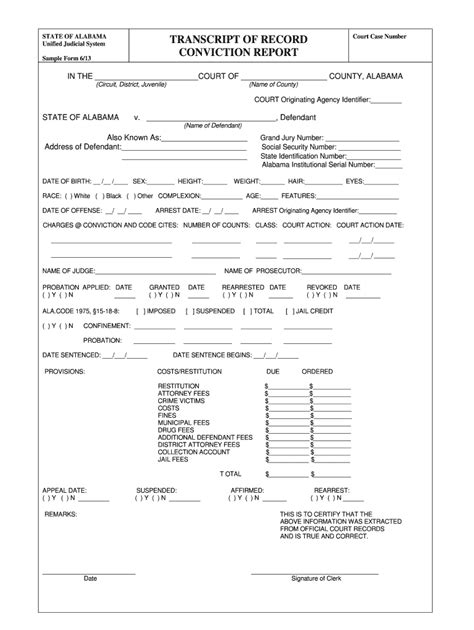 Fillable Online Eforms Alacourt State Of Alabama Tran Script Of Record