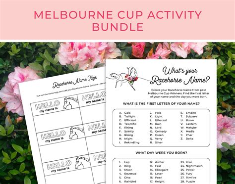 Melbourne Cup Activity, Racehorse Name Tag, Horse Racing Colouring ...