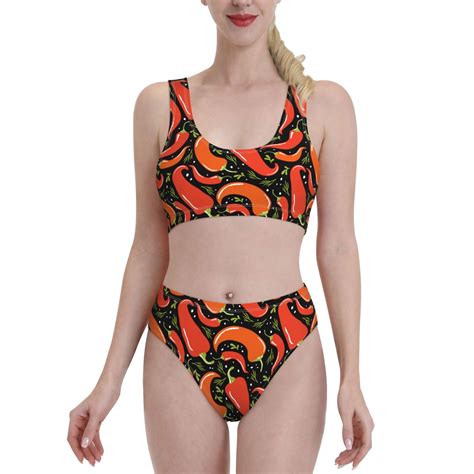 Lukts Women High Waisted Bikini Set Red Hot Chili Swimsuit Piece