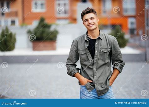 Handsome Smiling Young Man Portrait Cheerful Man Looking At Camera