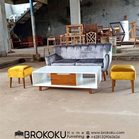 Jual Sofa Ruang Tamu Jati Retro Modern 211 Meja BHF 54 Brokoku